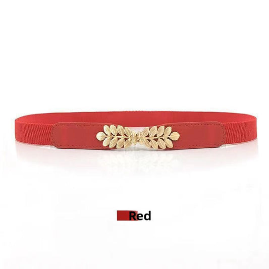Simple Leaf Buckle Belt Elastic Waistband
