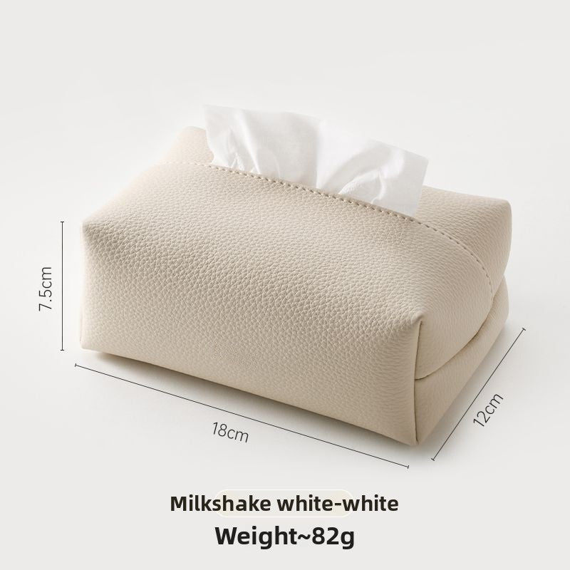 Simple leather tissue box