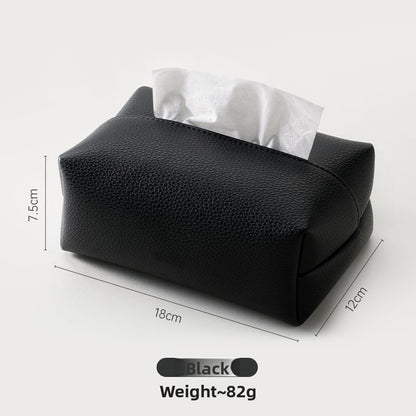 Simple leather tissue box