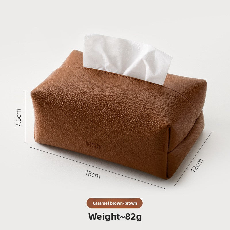 Simple leather tissue box