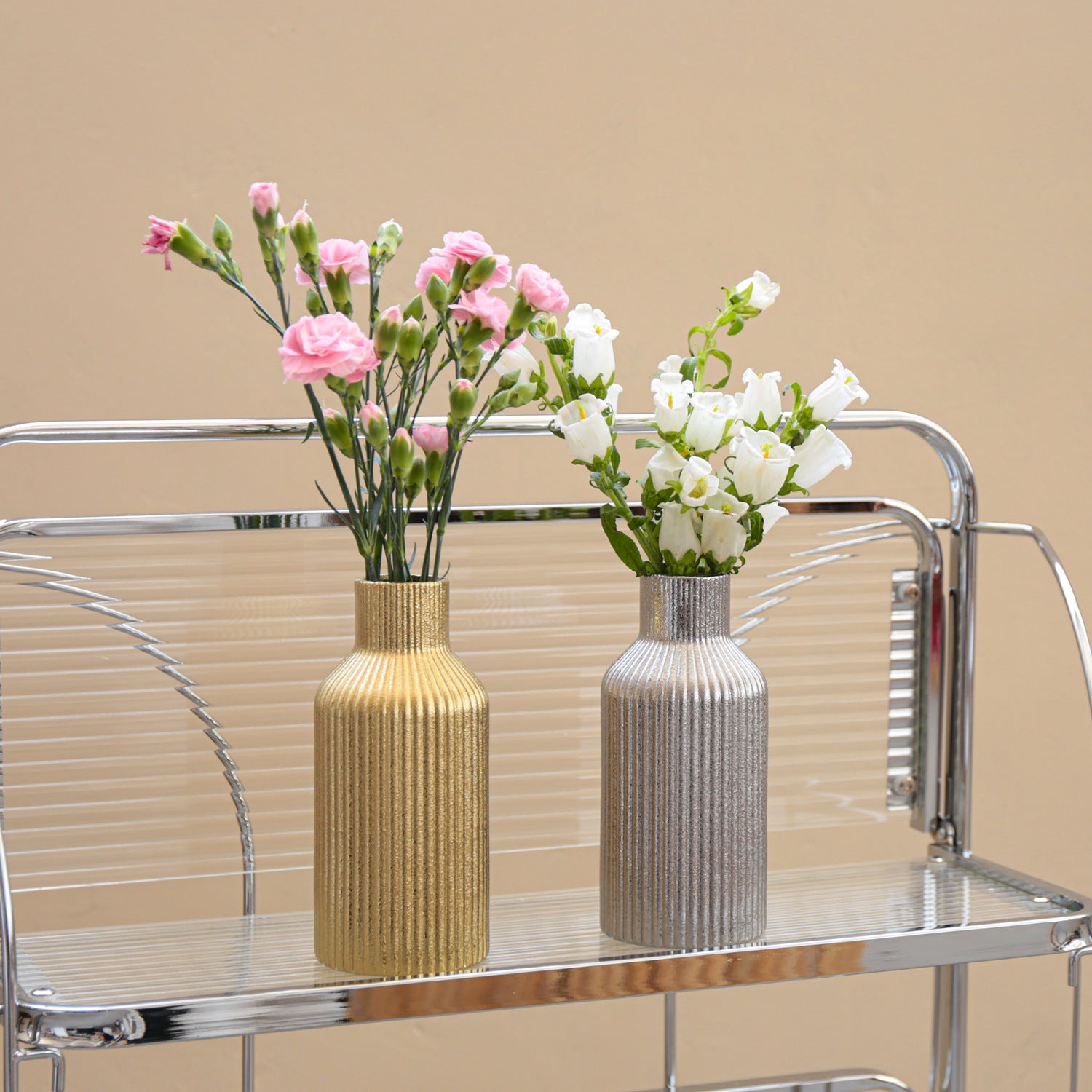 Simple Modern Vertical Pattern Ceramic Vase Ornament for Home Decor