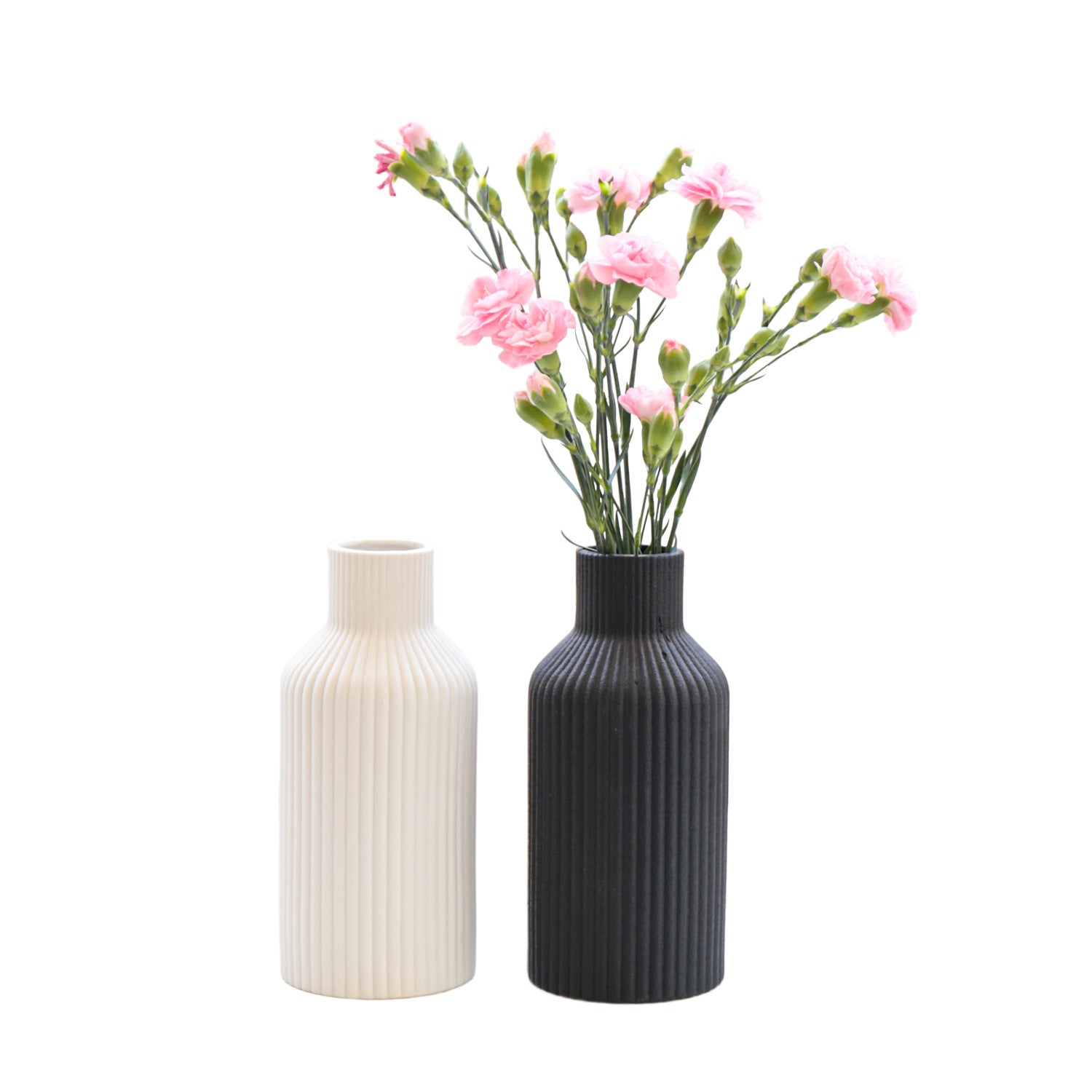 Simple Modern Vertical Pattern Ceramic Vase Ornament for Home Decor