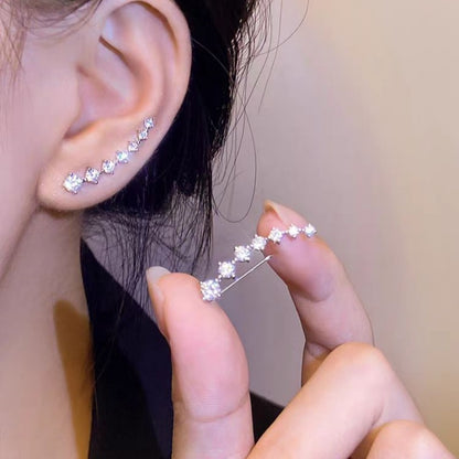 Simple One-Row Elegant Silver Earrings