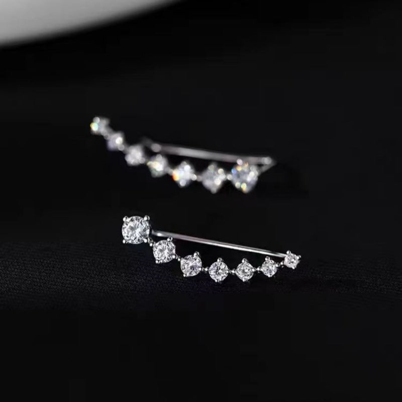 Simple One-Row Elegant Silver Earrings