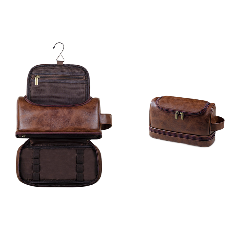 Simple PU Leather Portable Toilet Bag