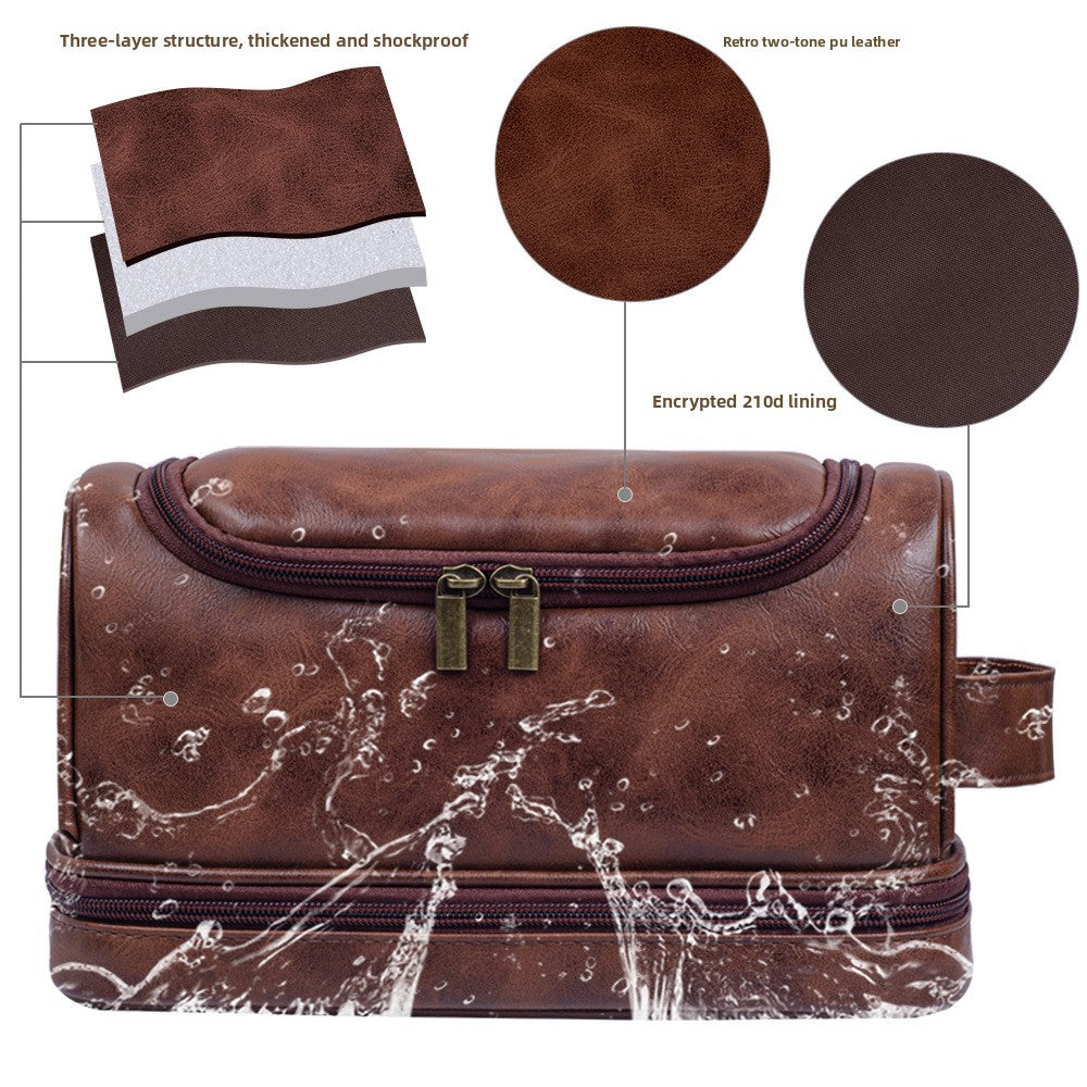 Simple PU Leather Portable Toilet Bag