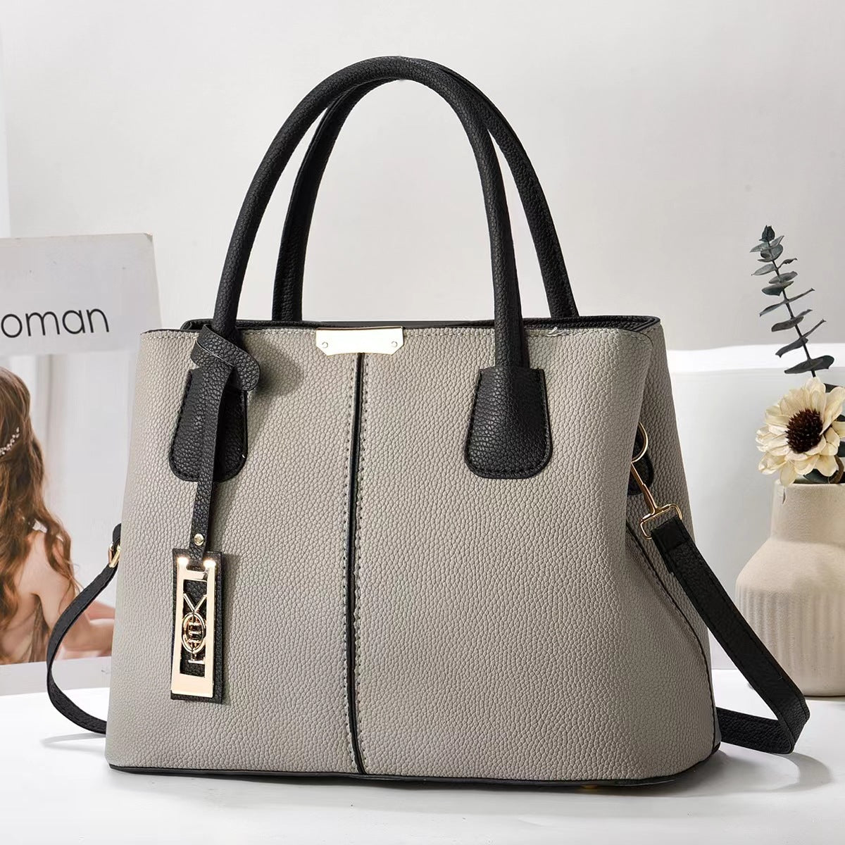 Simple PU Leather Women Shoulder Bag