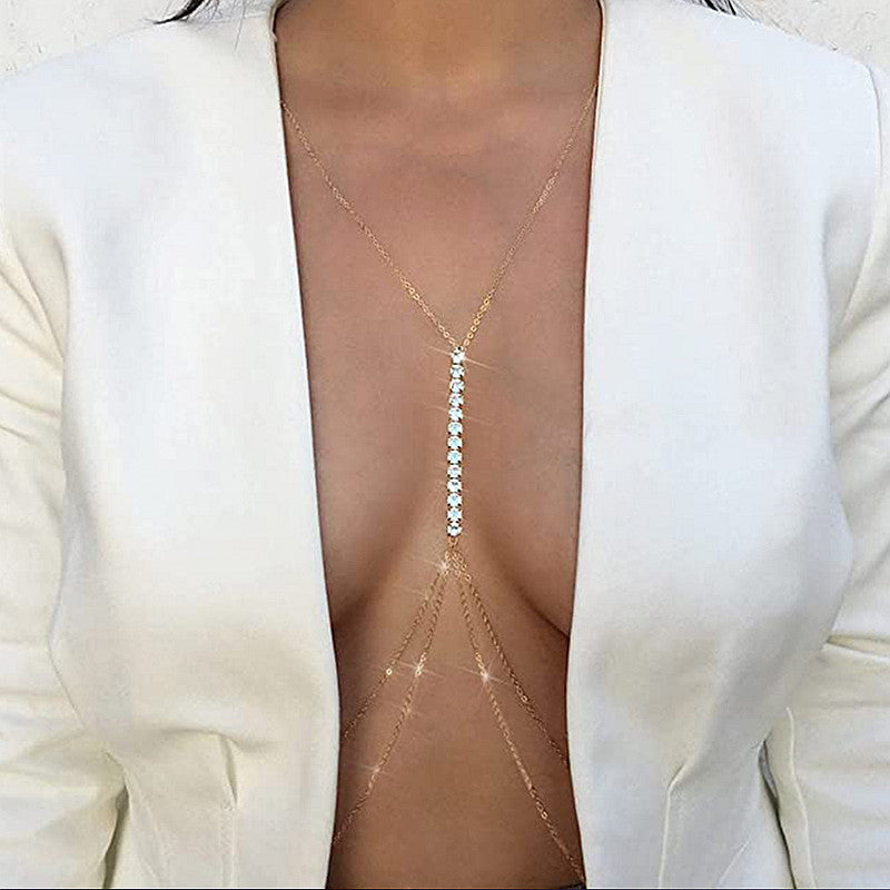 Simple rhinestone body necklace