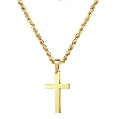 Simple Rhinestone Cross Necklace in Gold and Silver