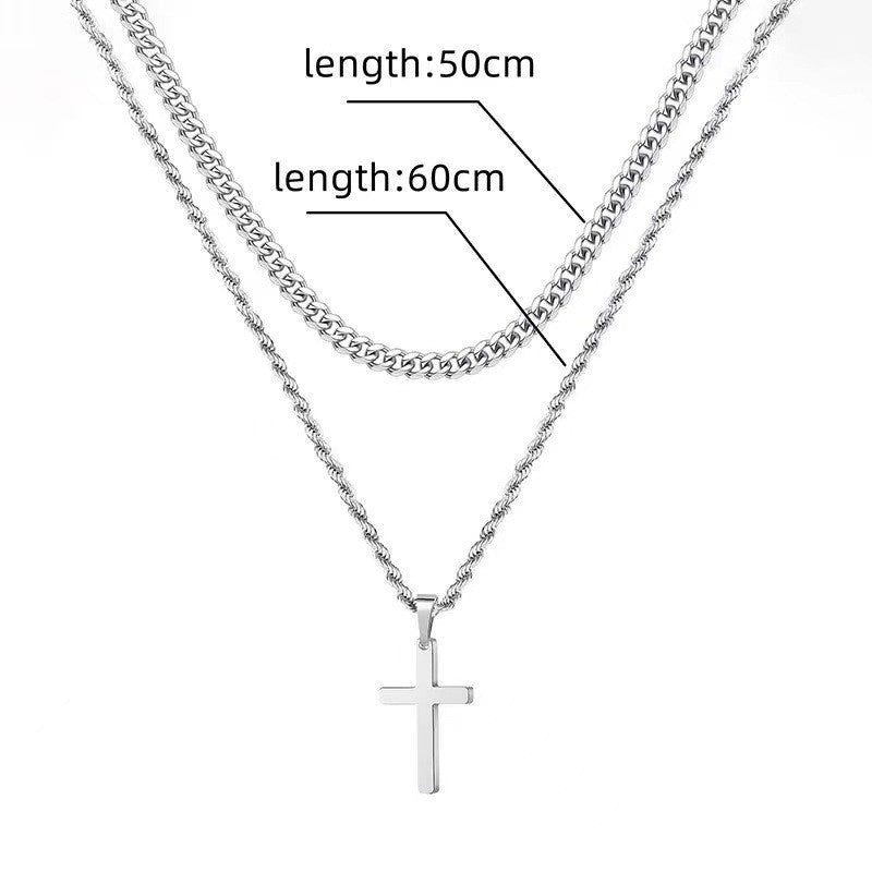Simple Rhinestone Cross Necklace in Gold and Silver