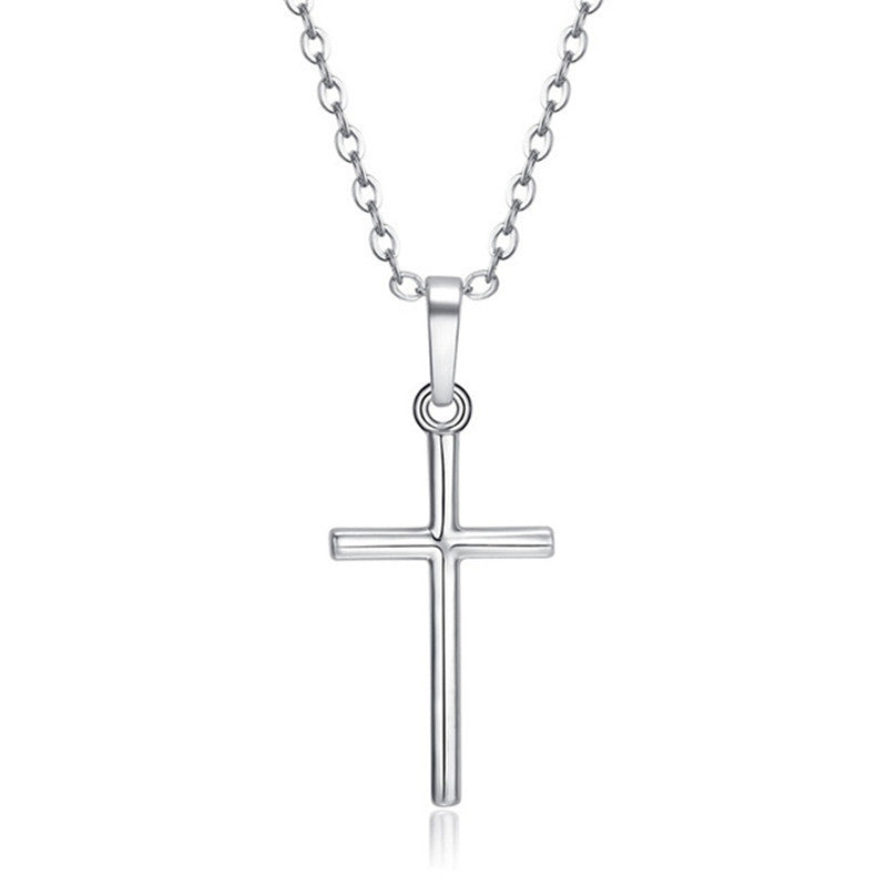 Simple Rhinestone Cross Necklace in Gold and Silver