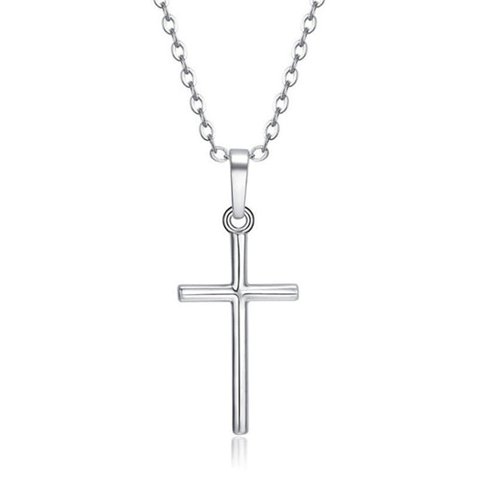 Simple Rhinestone Cross Necklace in Gold and Silver