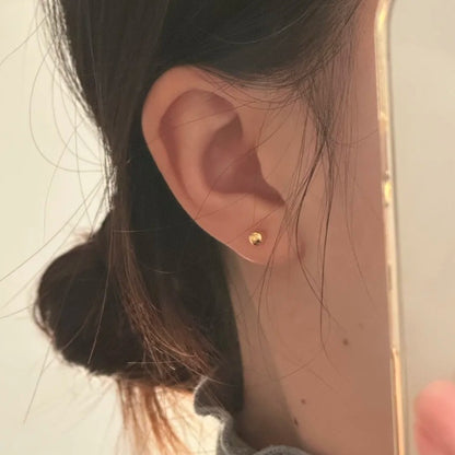 Simple Round Bead Silver Ear Studs
