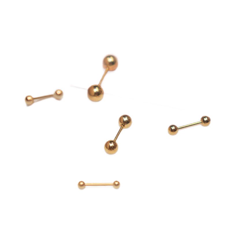 Simple Round Bead Silver Ear Studs