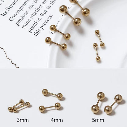 Simple Round Bead Silver Ear Studs