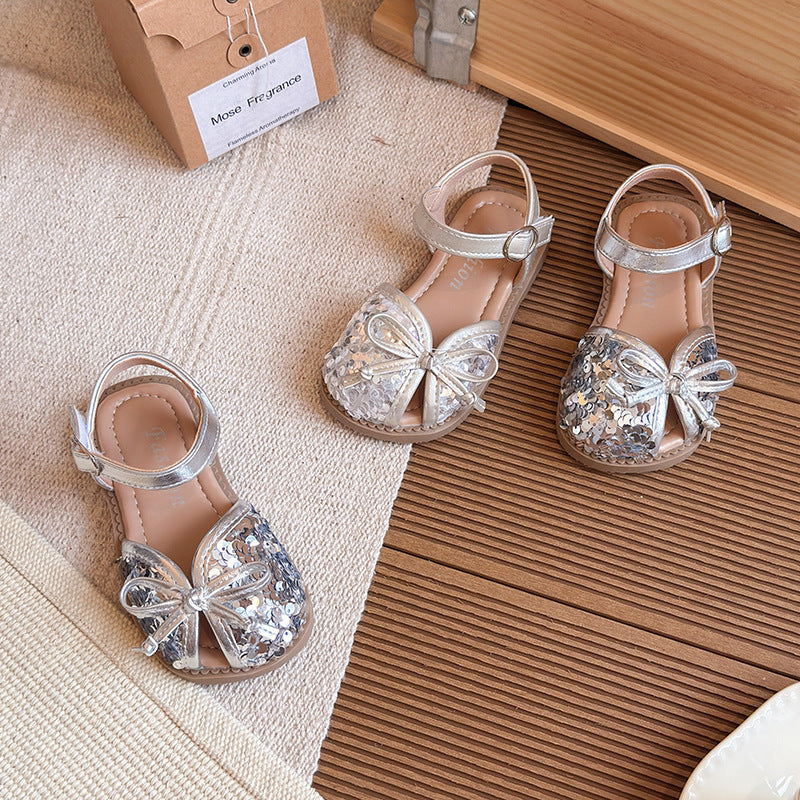 Simple Shiny Bow Sandals