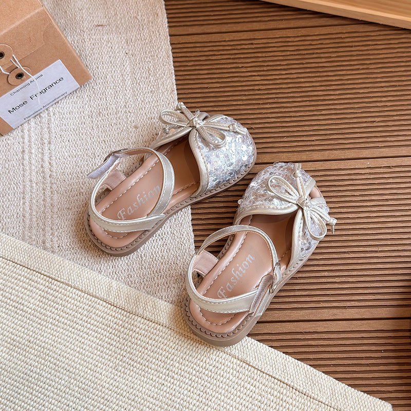 Simple Shiny Bow Sandals