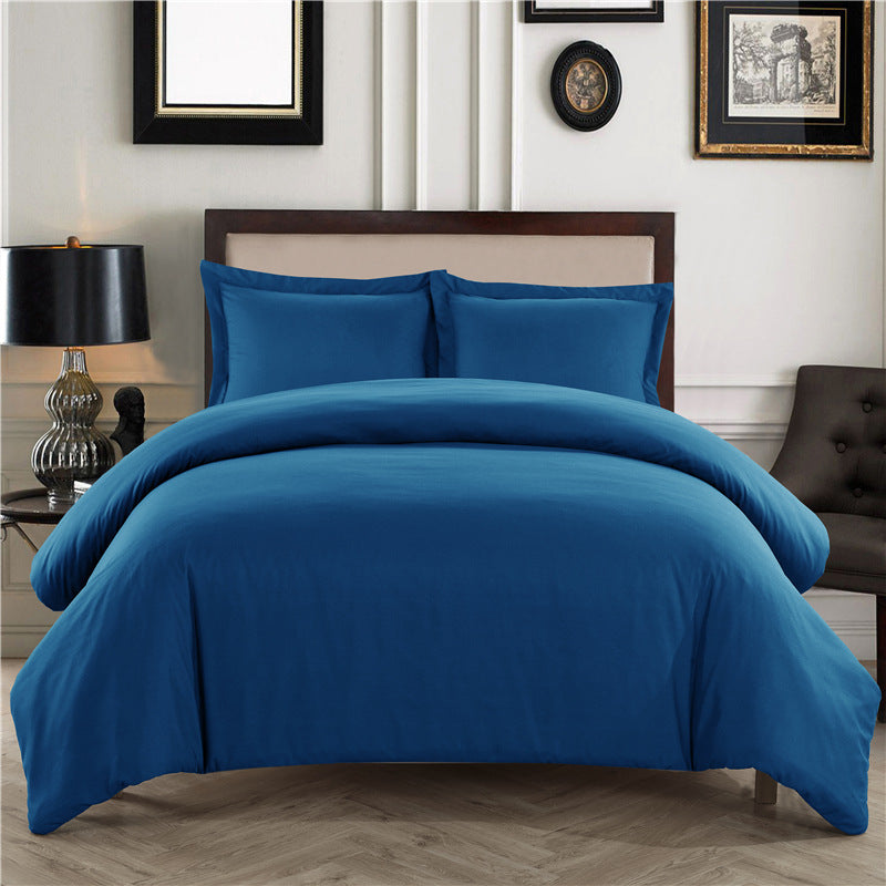Simple Solid Color Brushed Quilt Cover Set