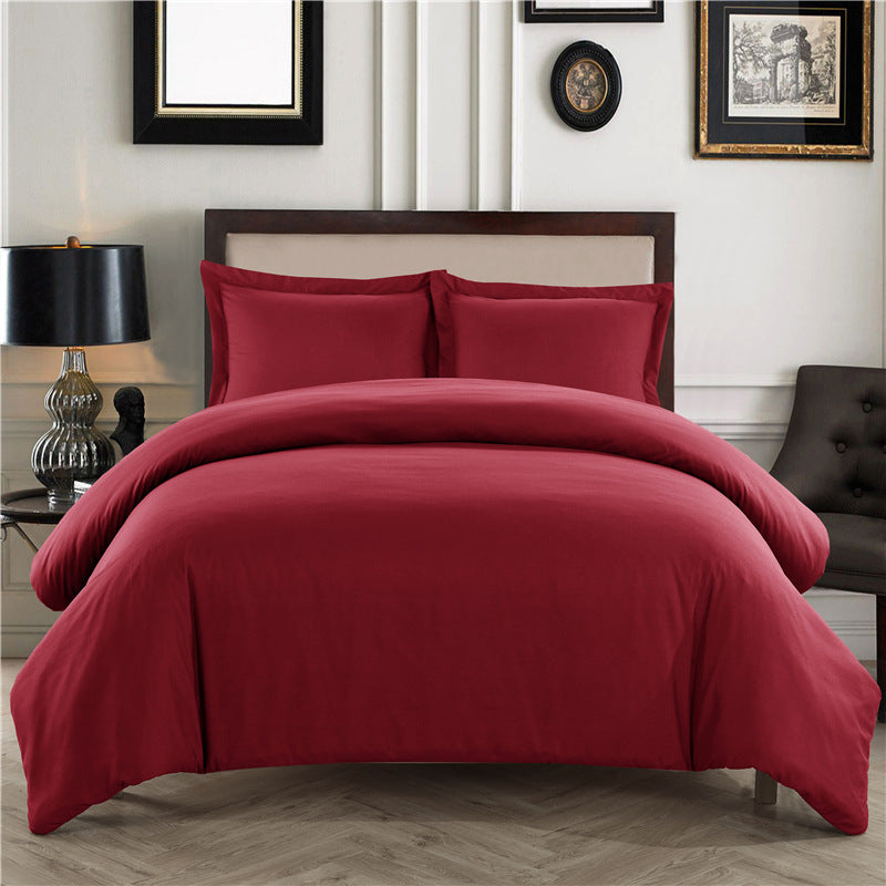Simple Solid Color Brushed Quilt Cover Set