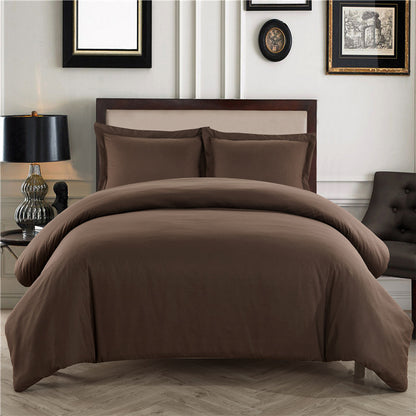 Simple Solid Color Brushed Quilt Cover Set