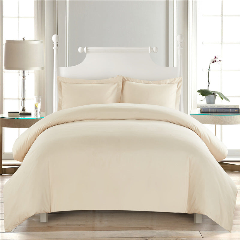 Simple Solid Color Brushed Quilt Cover Set