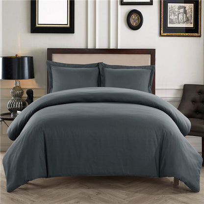 Simple Solid Color Brushed Quilt Cover Set