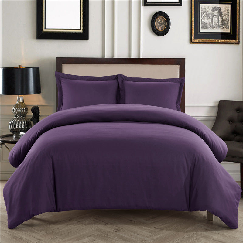 Simple Solid Color Brushed Quilt Cover Set
