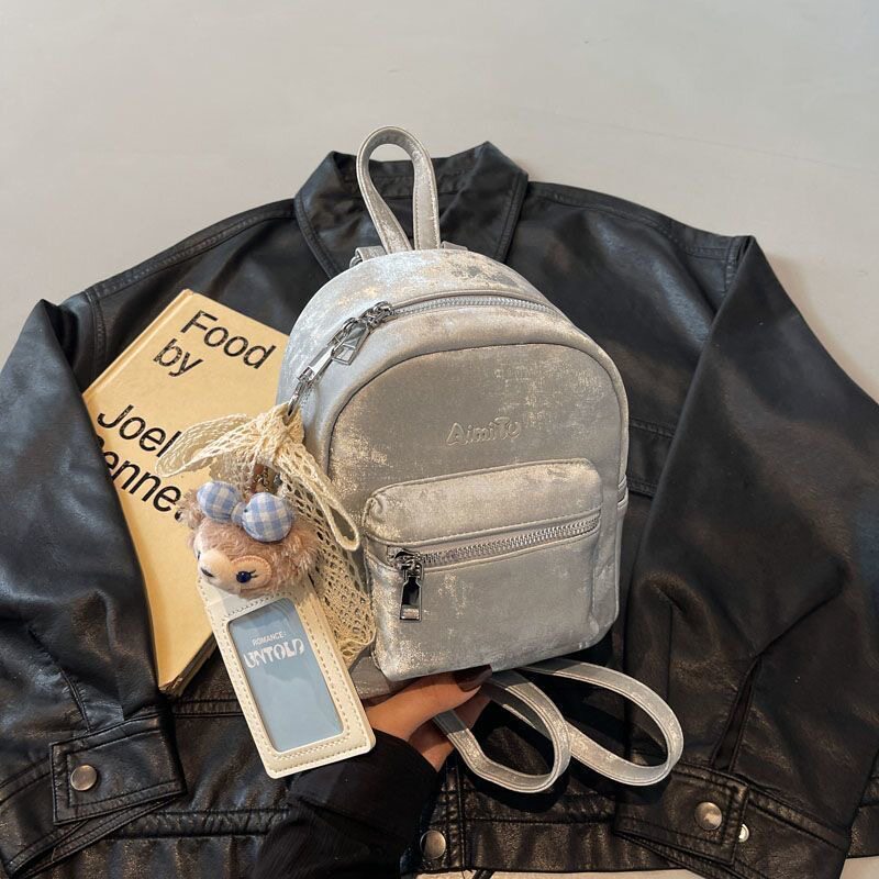 Simple solid color casual fashion backpack