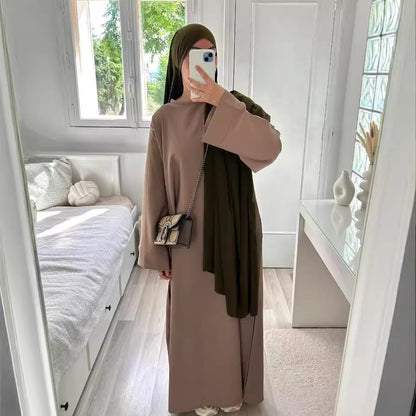 Simple solid-color long robe dress