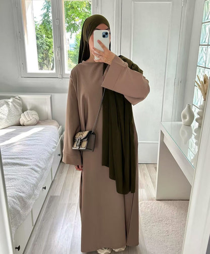Simple solid-color long robe dress