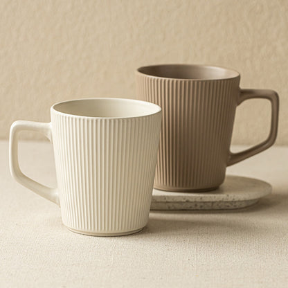 Simple Striped Ceramic Mug with Large Capacity