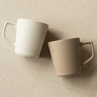 Simple Striped Ceramic Mug with Large Capacity