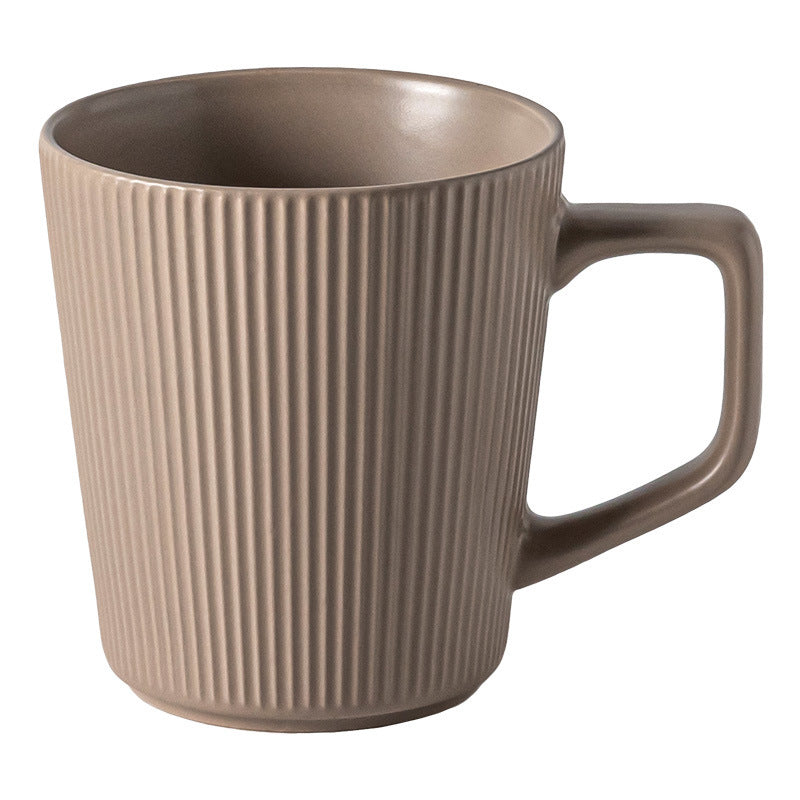 Simple Striped Ceramic Mug with Large Capacity