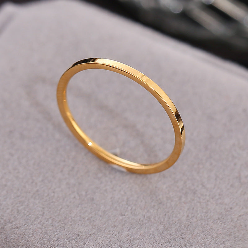 Simple titanium and steel thin ring for women