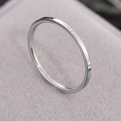 Simple titanium and steel thin ring for women