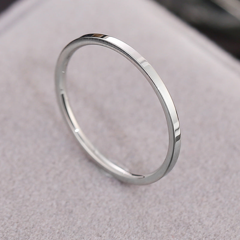 Simple titanium and steel thin ring for women