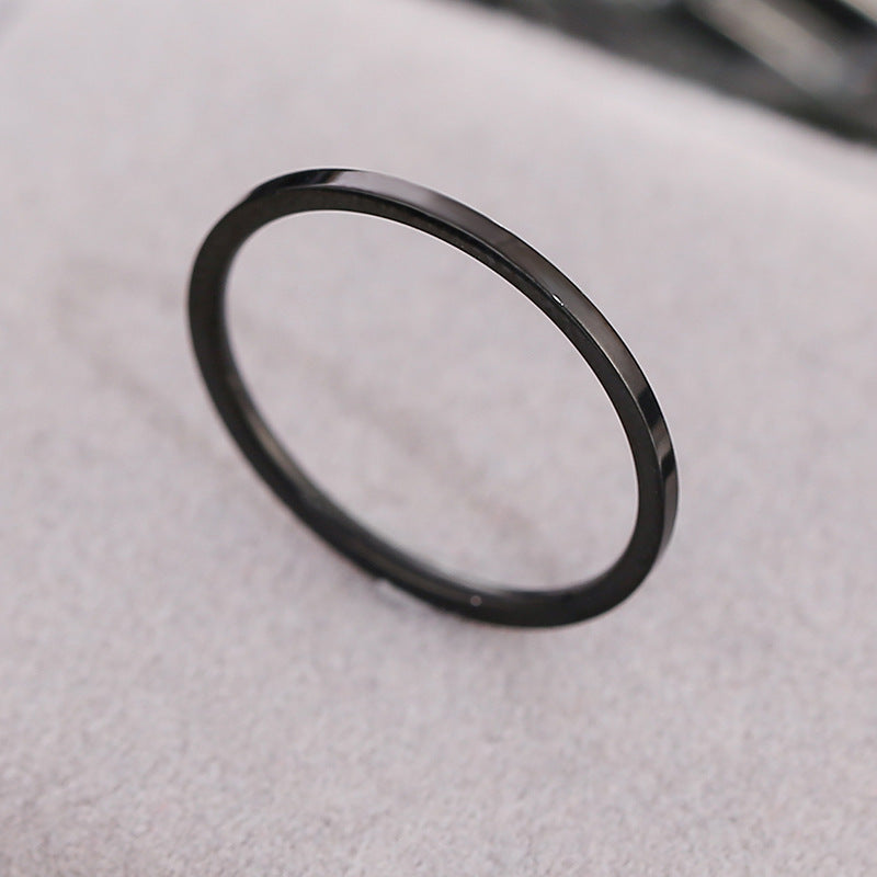 Simple titanium and steel thin ring for women