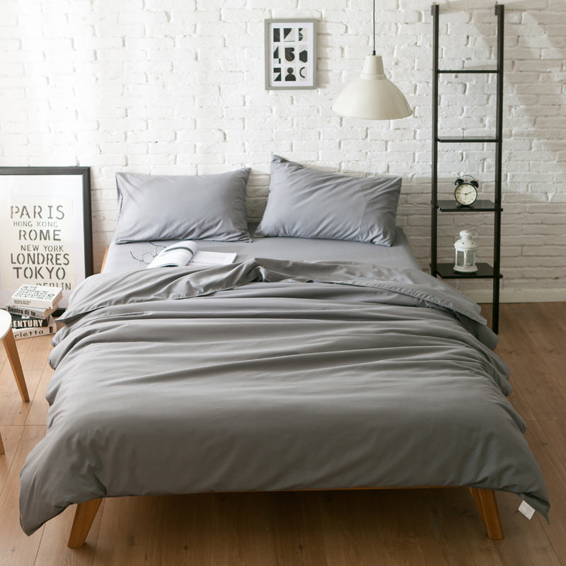 Simple ultra-soft solid-color three-piece set