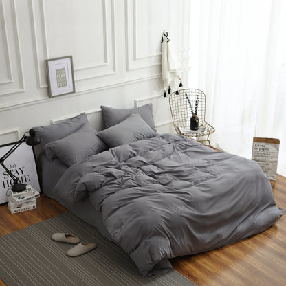 Simple ultra-soft solid-color three-piece set