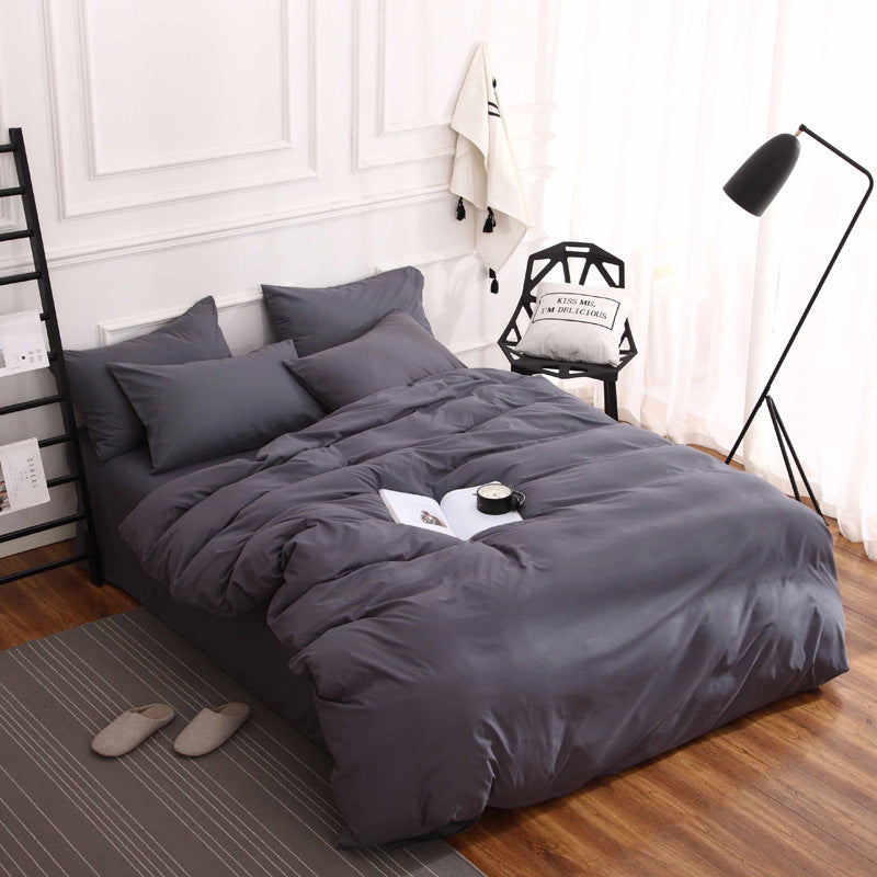Simple ultra-soft solid-color three-piece set