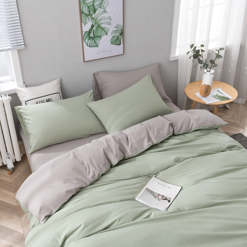 Simple ultra-soft solid-color three-piece set