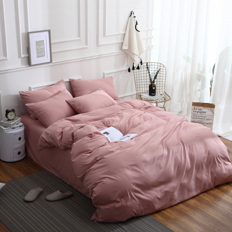Simple ultra-soft solid-color three-piece set