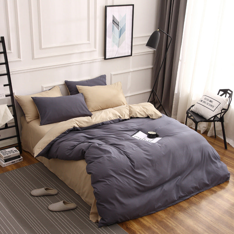 Simple ultra-soft solid-color three-piece set