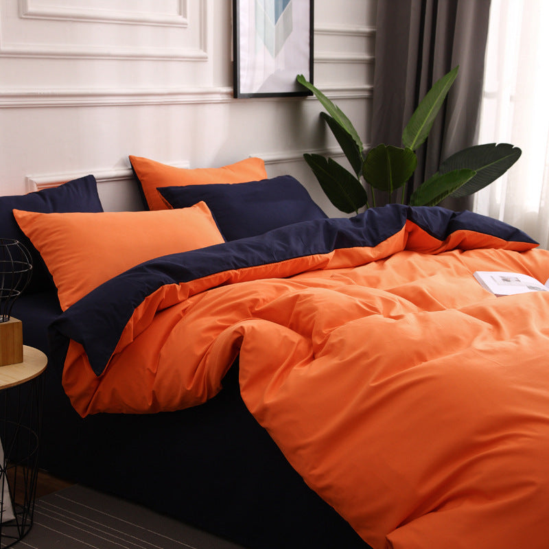 Simple ultra-soft solid-color three-piece set