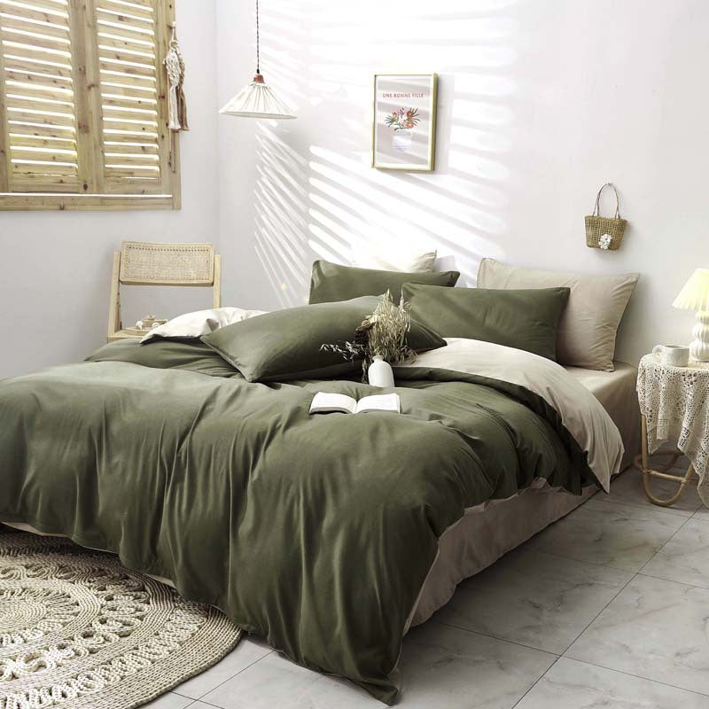 Simple ultra-soft solid-color three-piece set