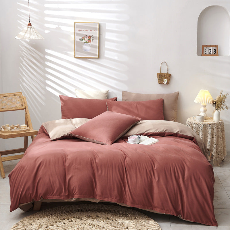 Simple ultra-soft solid-color three-piece set