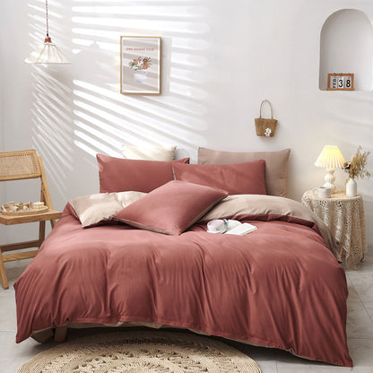 Simple ultra-soft solid-color three-piece set