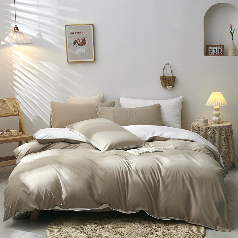 Simple ultra-soft solid-color three-piece set