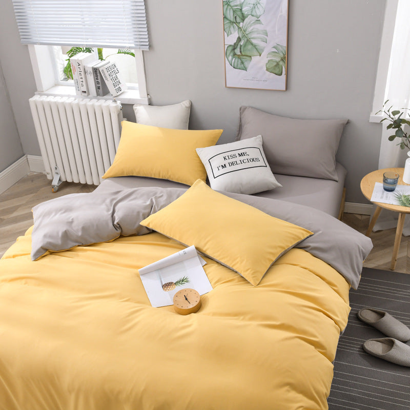 Simple ultra-soft solid-color three-piece set