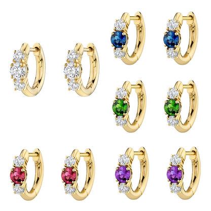 Simple Zircon Silver Earrings